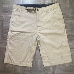 Prana Breathe Men's Cargo Shorts - Beige Tan / Belted - Hiking Outdoor- XL x 11"